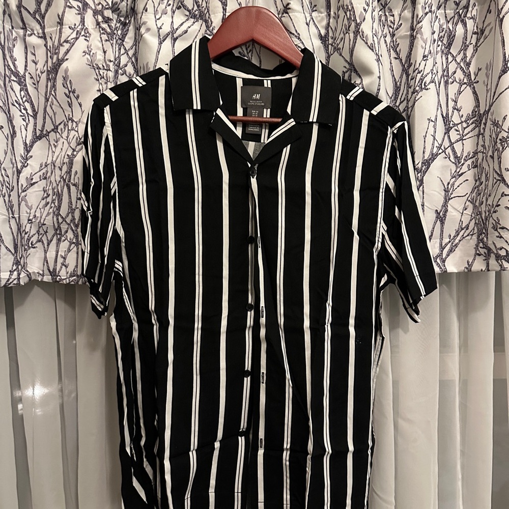 Men’s Summer Camp Collar Striped Button Shirt